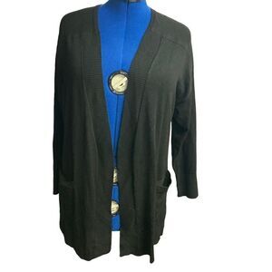 Terra & Sky Women's Black Long Sleeve Open Cardigan Sweater‎ Size 14